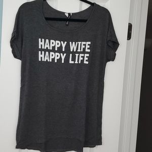 Comfy soft stretchy Tshirt Happy Wife Happy Life